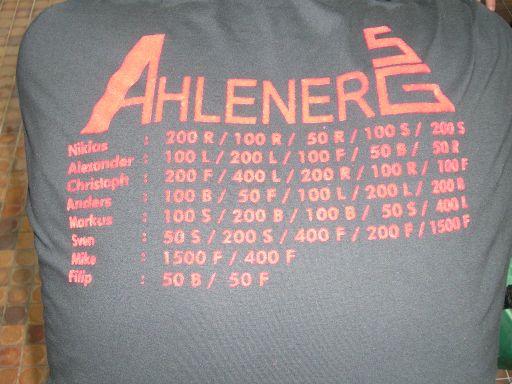 Das "DMS-Shirt" mit der Ahlener Startaufstellung für die Deutschen Mannschaftsmeisterschaften (Bezirksliga)