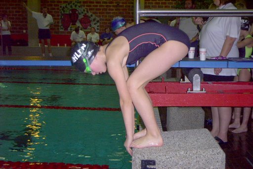 Start von Tabea Sinnreich (Jg. 92) über 50 m Brust bei den Kreismeisterschaften 2001